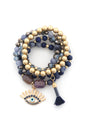 Evil Eye Bead Tassel Bracelet Set